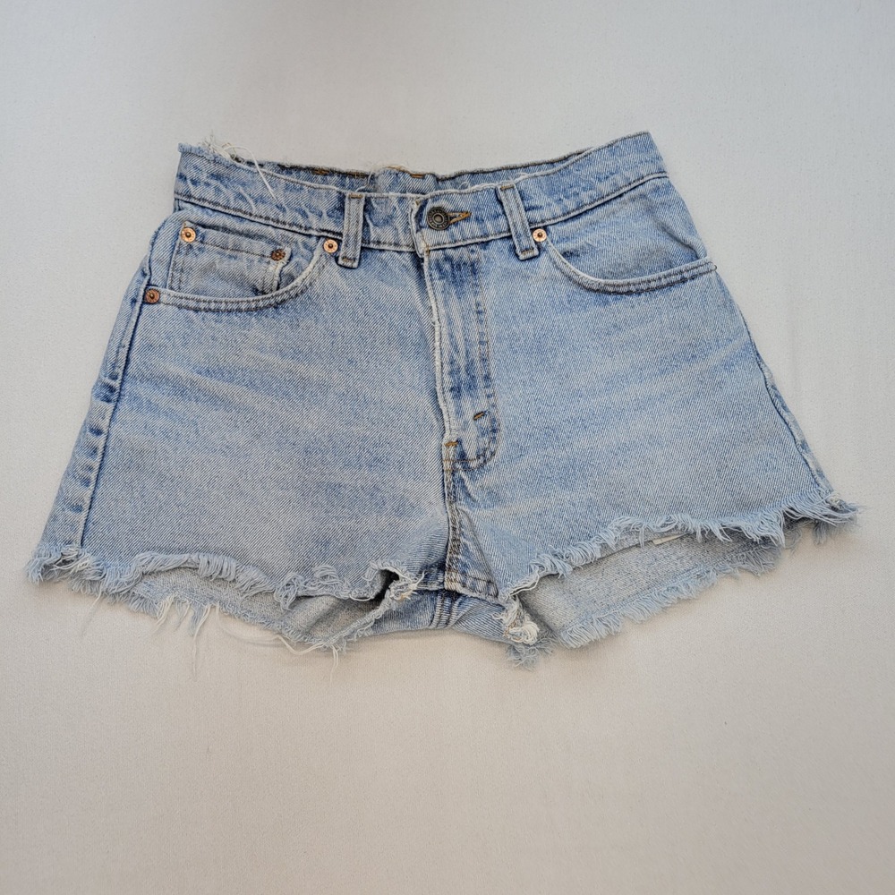 Levi's Light Wash Frayed Hem Denim Shorts